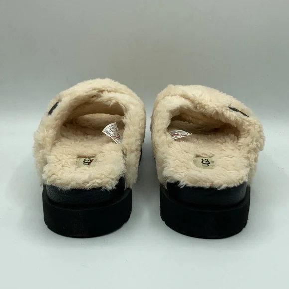 UGG Fuzz Yeah Cross Natural Black Women's Slides - Picture 3 of 7